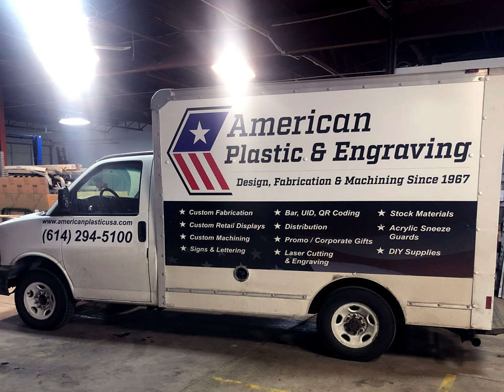 a truck wrap graphic design for a plastic company in Columbus, Ohio