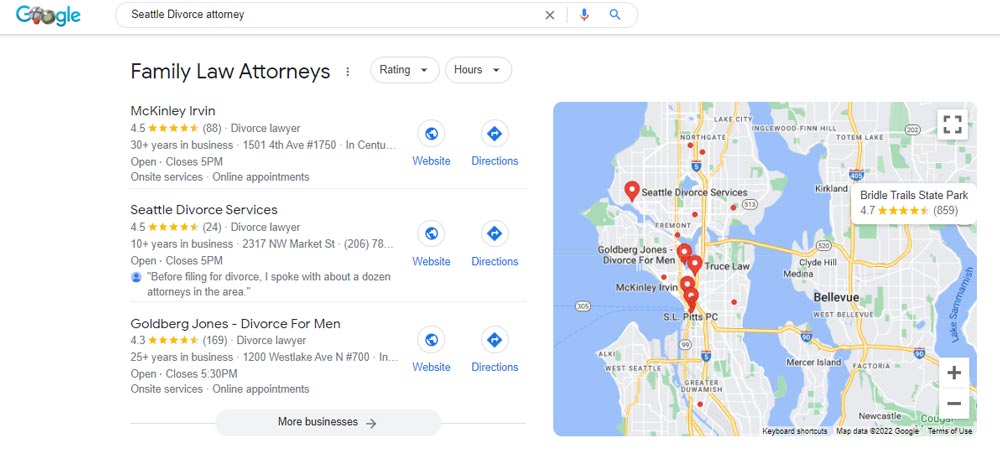 local search on google maps example