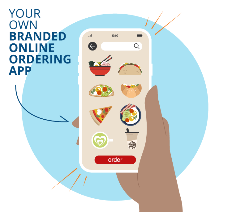 An illustration of a branded restaurant mobile app