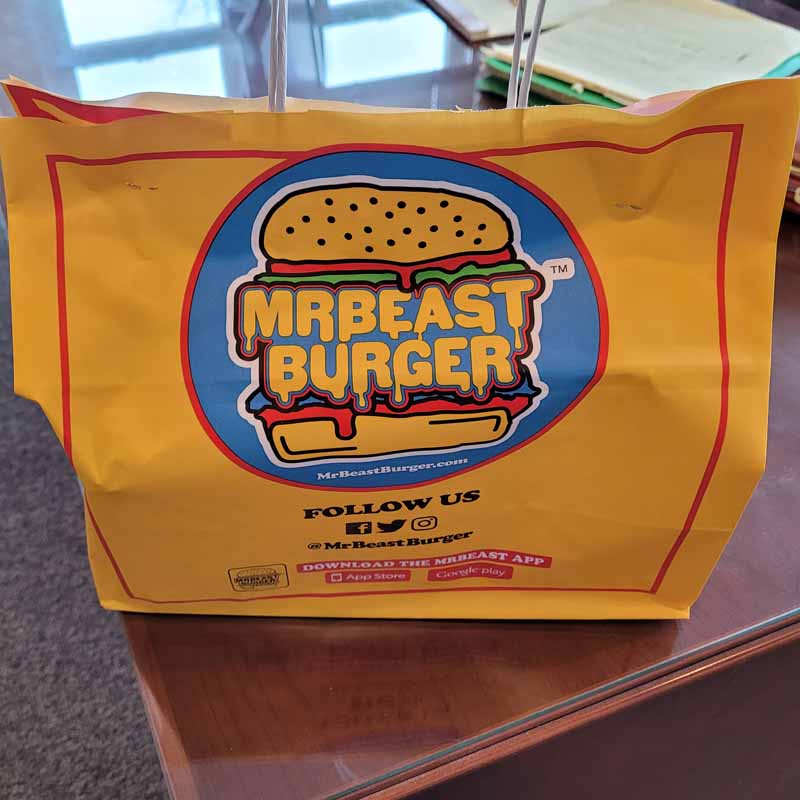 Mr Beast Burger packaging and logo