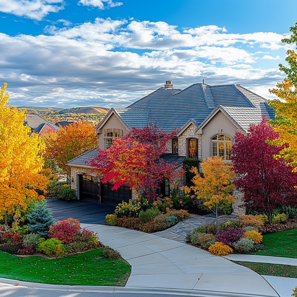 A roof in a suburban neighborhood