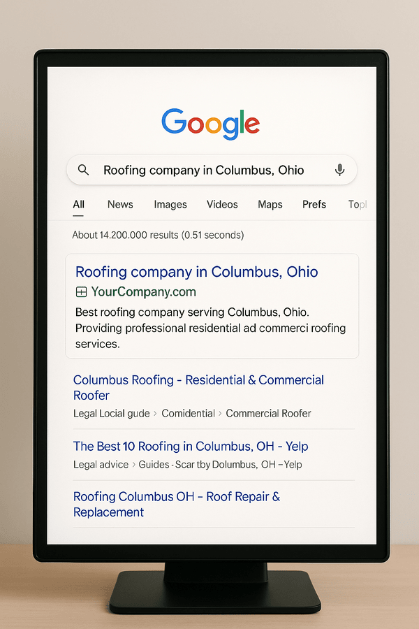 Your roofing company reaching position 1 results in Google Search