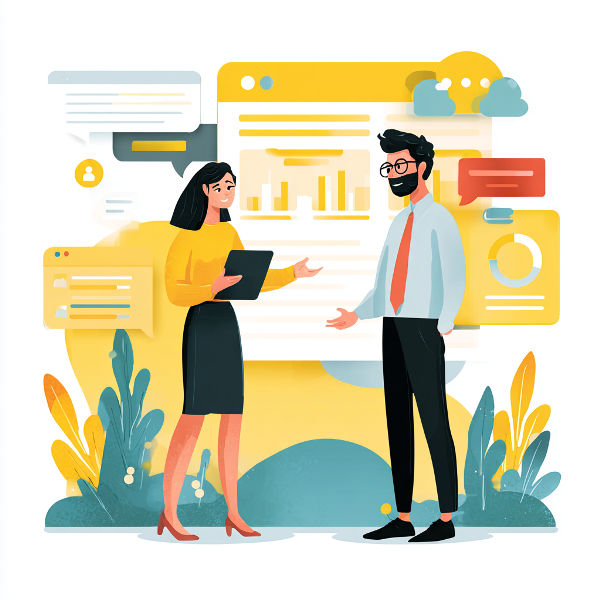 An image depicting a client meeting for AI search marketing