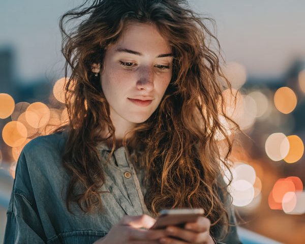 a young lady doing a search on her phone