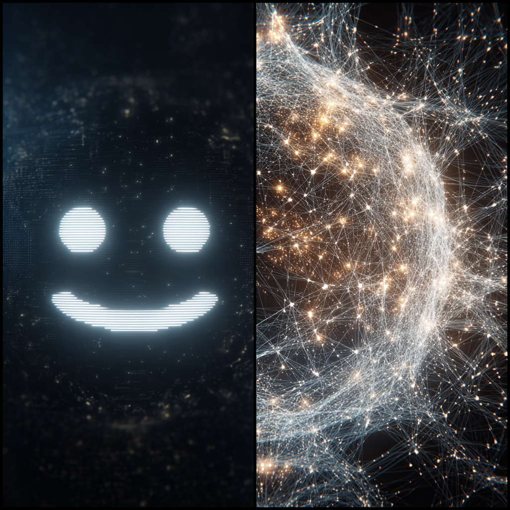 A mysterious smiley face on the left of a galaxy and the other half is a cosmic cycle