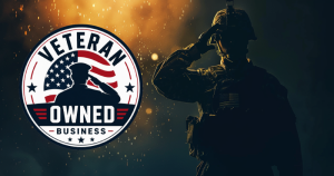 Veteran Owned business with a soldier saluting
