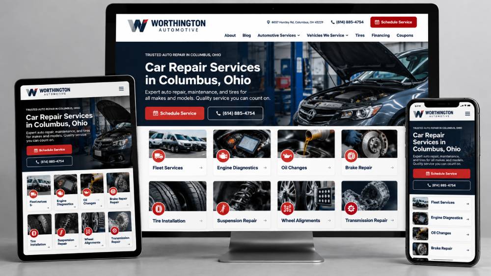 Worthington Automotive website design example