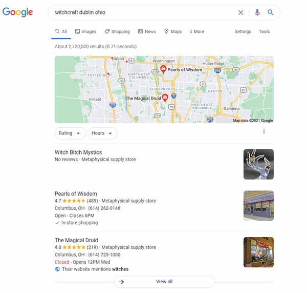 example of how Google Maps ranking works